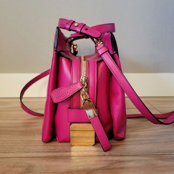 Stuart Weitzman Eastside Structured Satchel Crossbody Tote Magenta Fuchsia Pink - Picture 3 of 15